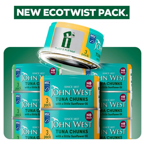 John West No Drain Tuna Chunks with a Little Sunflower Oil MSC 3x100g