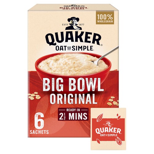 Quaker Oat So Simple Big Bowl Original Porridge Sachets 