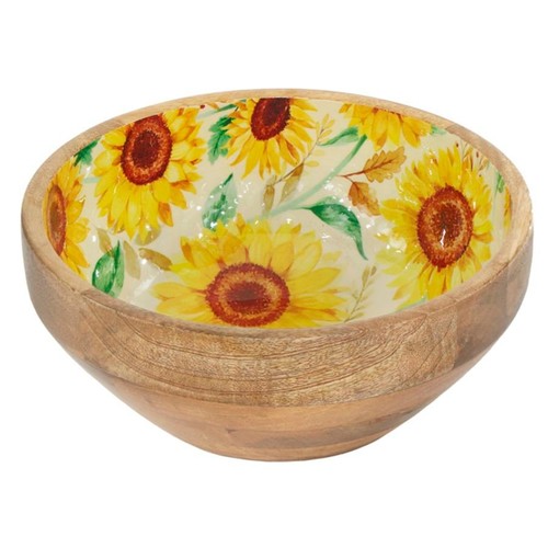 Nutmeg Home Mango Wood Printed Bowl Floral