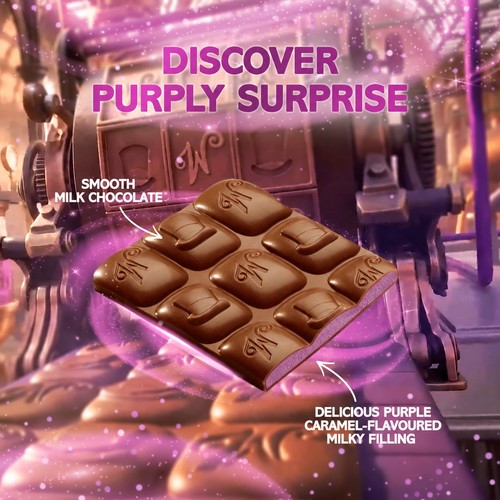 Wonka Purply Purple Milk Chocolate & Caramel Flavour Chocolate Bar 90g