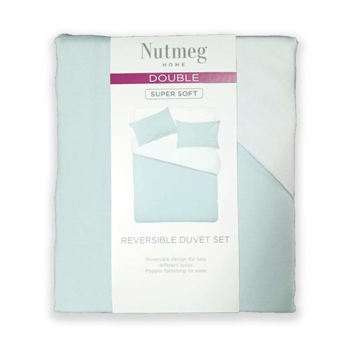 Nutmeg Home Soft Touch Mint Green Duvet Set Double
