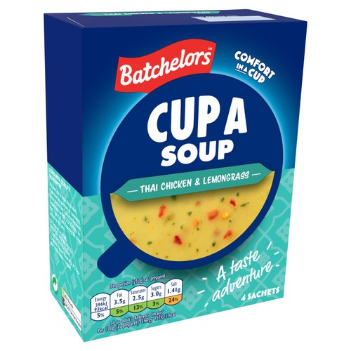 Batchelors Cup a Soup Thai Chicken & Lemongrass 4 Instant Soup Sachets 88g