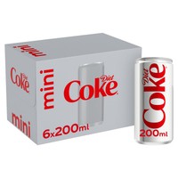 Diet Coke Cola 6 x 200ml Cans