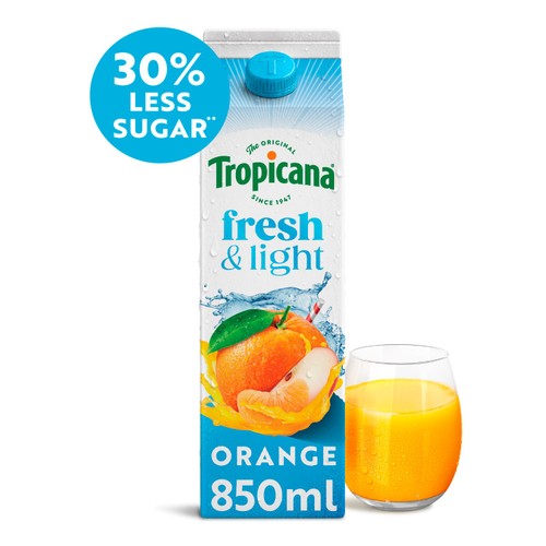 Tropicana Fresh & Light Morning Orange Juice Blend Drink 850ml