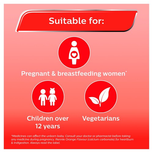 Rennie Orange Heartburn & Indigestion Chewable Tablets