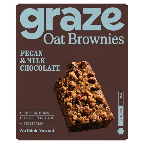 Graze Pecan & Milk Chocolate Oat Brownies  3 x 45g