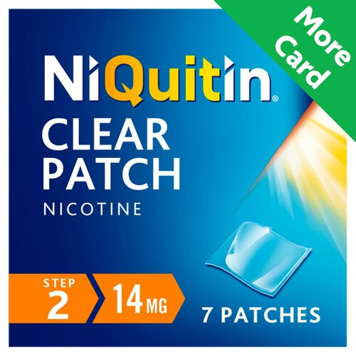 NiQuitin Clear Patch - Step 2 14mg, 7 Nicotine Patches - Stop Smoking Aid