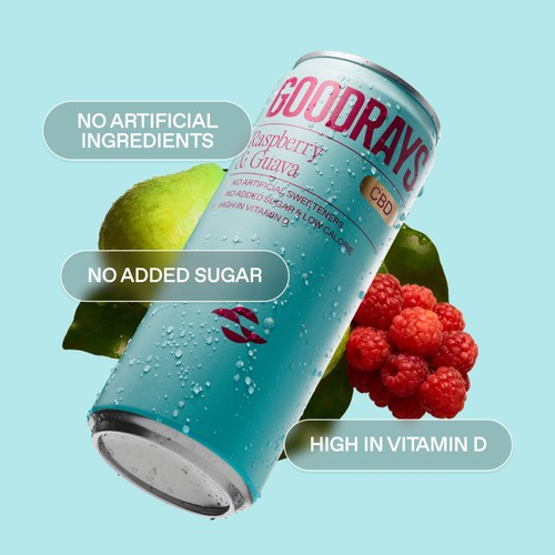 Goodrays CBD Infused Sparkling Raspberry & Guava 
