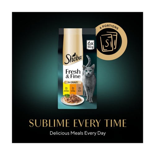 Sheba Fresh & Fine Wet Cat Food Pouches Chicken & Turkey in Gravy 
