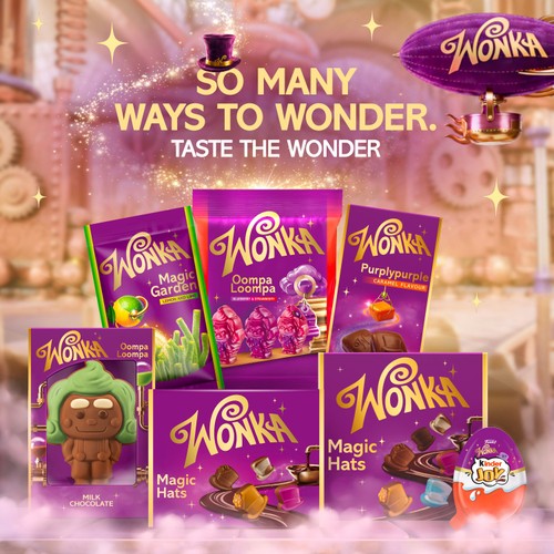 Wonka Purply Purple Milk Chocolate & Caramel Flavour Chocolate Bar 90g