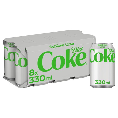 Diet Coke Sublime Lime 8 x 330ml (Can)