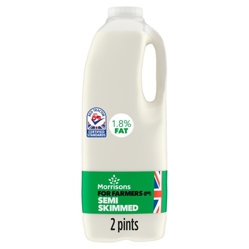 Morrisons For Farmers British Semi Skimmed Milk 2 Pint