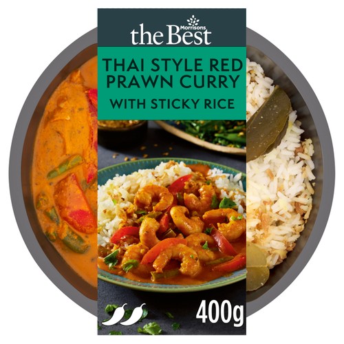 Morrisons red thai style prawn curry with sticky rice