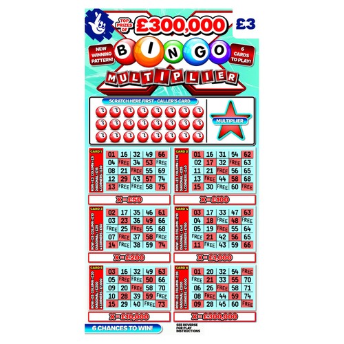 (SC) National Lottery Bingo Multiplier Scratch Card