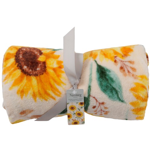 Nutmeg Home Sunflower Fleece Throw 