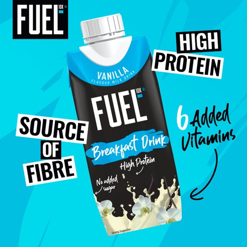 FUEL 10K Vanilla High Protein Milk Breakfast Shake Drink 330ml