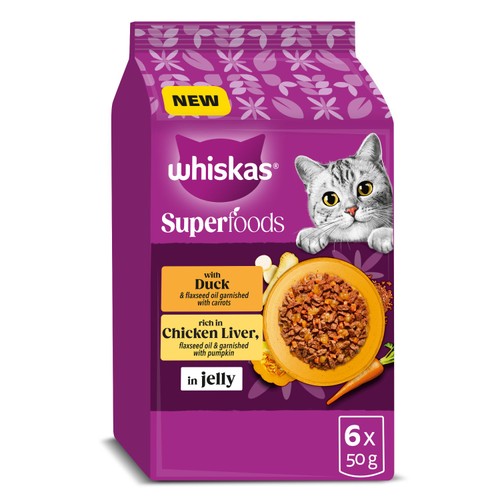 Whiskas 1+ Cat Pouches Superfoods With Poultry In Jelly