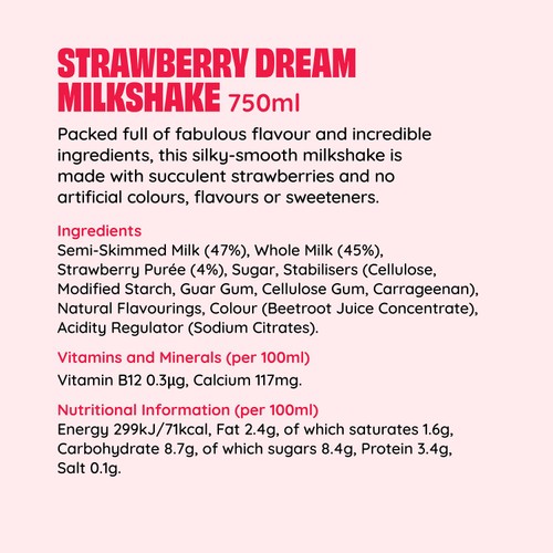 Shaken Udder Strawberry Dream Milkshake 750ml