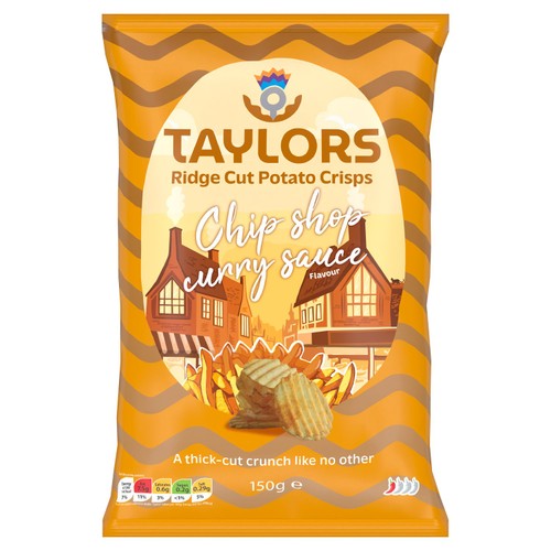 Taylors Chip Shop Curry Sauce Flavour Ridge Cut Potato Crisps 