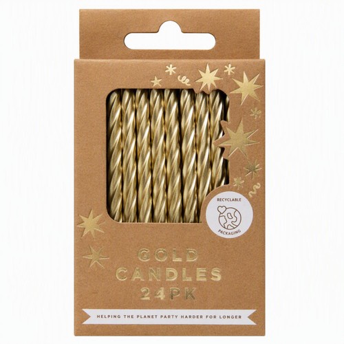 Mad Party Gold Straight Candle 24 Pack