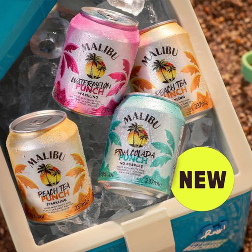 Malibu Peach Tea Punch Ready To Drink Can 10% ABV  237ml