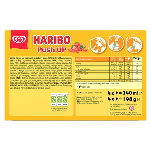 Haribo Push Up Vanilla & Strawberry Ice Cream Lollies 4 x 85ml