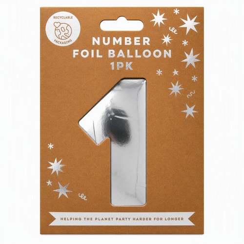 Mad Party Number. 1 Silver Foil Balloon
