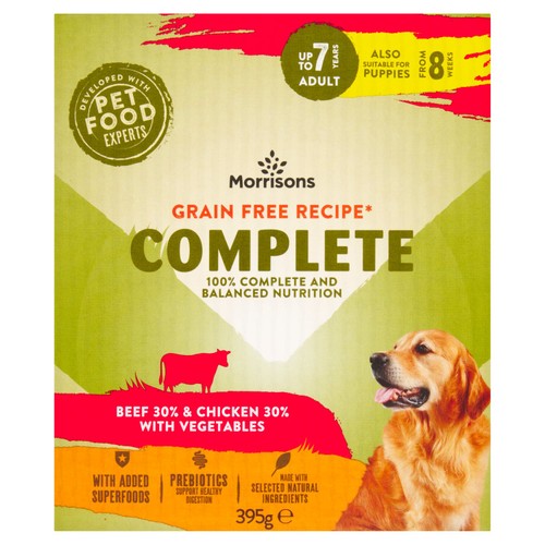 Morrisons Grain Free Beef Chicken Veg Adult Dog Food Tray