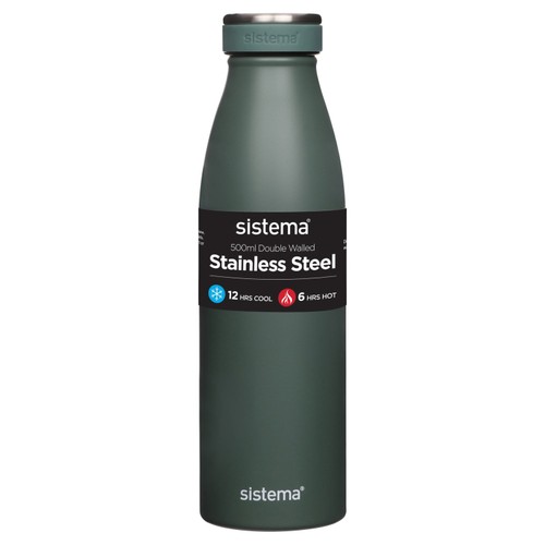 Sistema Hydrate Stainless Steel Water Bottle 500ml - Morrisons
