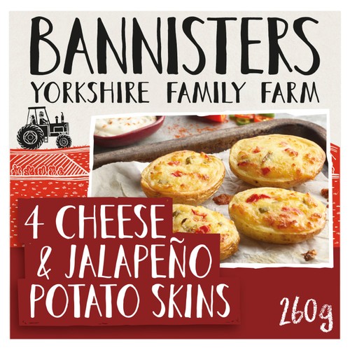 Bannisters Yorkshire Family Farm 4 cheese jalapeno potato skins
