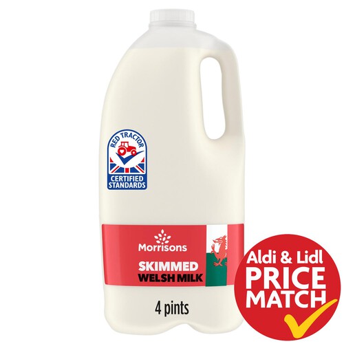 Morrisons Welsh Skimmed Milk 4 Pint