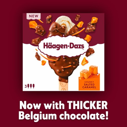 Haagen Dazs 3 Chunky Salted Caramel Ice Cream Sticks
