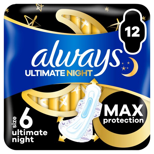 Always Sanitary Towels Ultimate Night With Wings Size 6