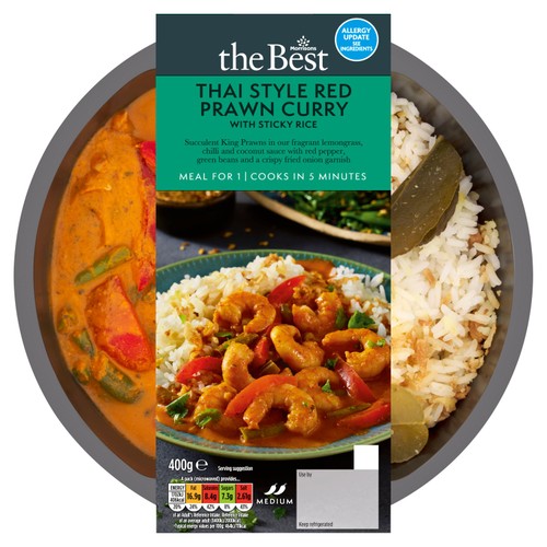 Morrisons The Best Red Thai Style Prawn Curry With Sticky Rice