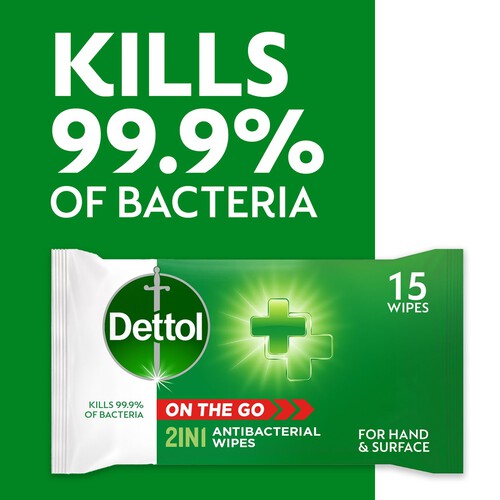 Dettol On The Go Hands And Surface Antibacterial Wipes 