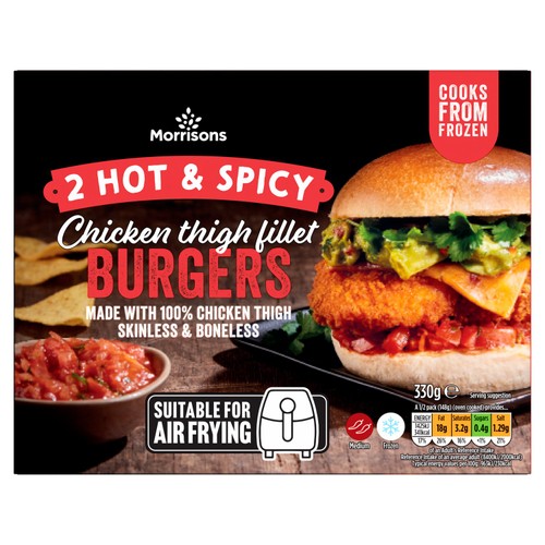 Morrisons hot spicy chicken thigh burgers