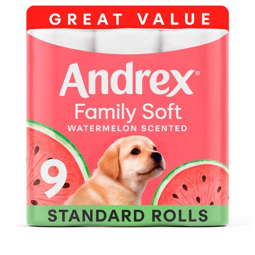 Andrex Family Soft Watermelon Toilet Tissue 9 Rolls