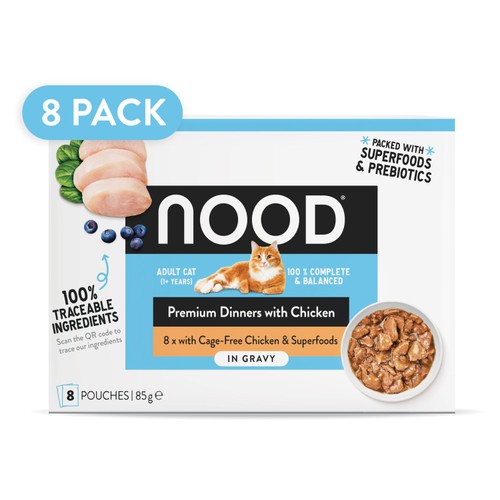 Nood Cat Premium Dinners With Chicken & Superfoods In Gravy 8x85g