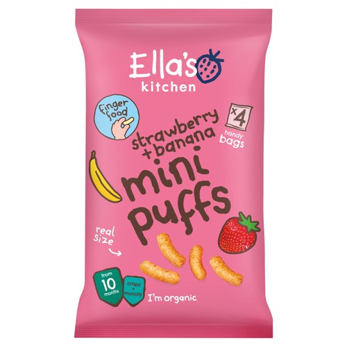 Ella's Kitchen Strawberry + Banana Puffs Multipack Baby Snack 10+ Months