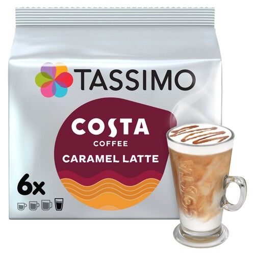 Tassimo Costa Caramel Latte Coffee Pods x6