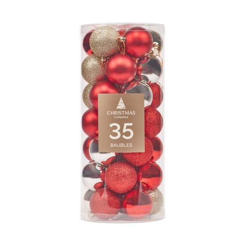 Morrisons Red & Champagne Baubles 35 Pack