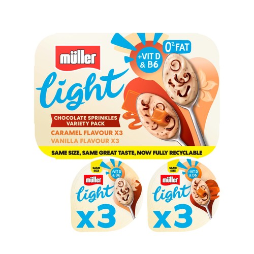 Muller Light Fat Free Chocolate Sprinkles Yogurt 6x140g