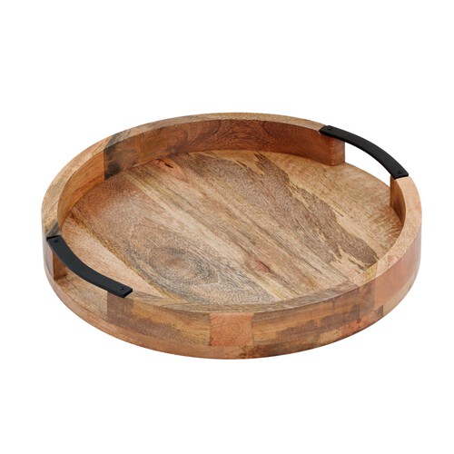 Nutmeg Home Mango Wood Round Tray