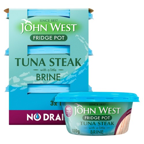 John West no drain fridge pot tuna steak with a little brine