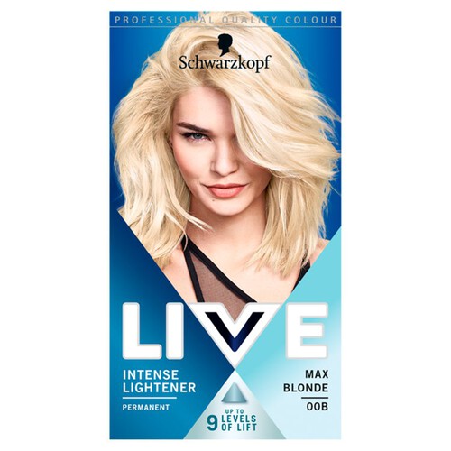 Schwarzkopf LIVE Intense Lightener Permanent Blonde Hair Dye 00B Max Blonde