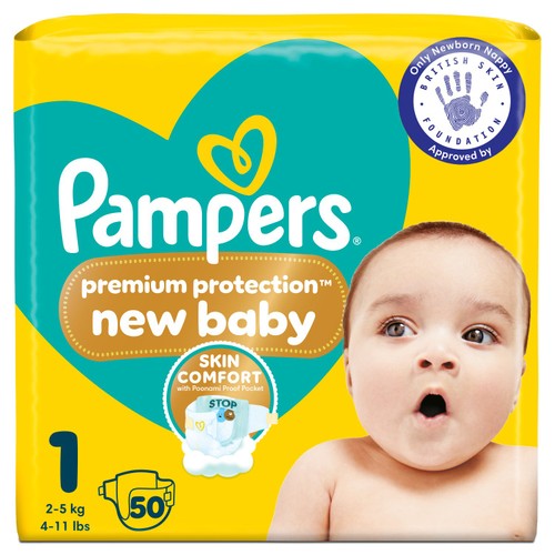 Pampers Premium Protection New Baby Size 50 Nappies Essential