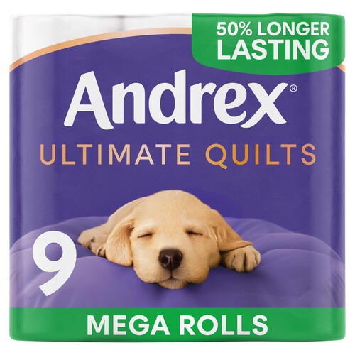 Andrex Ultimate Quilts Toilet Tissue 9 Mega Rolls 50% More Sheets