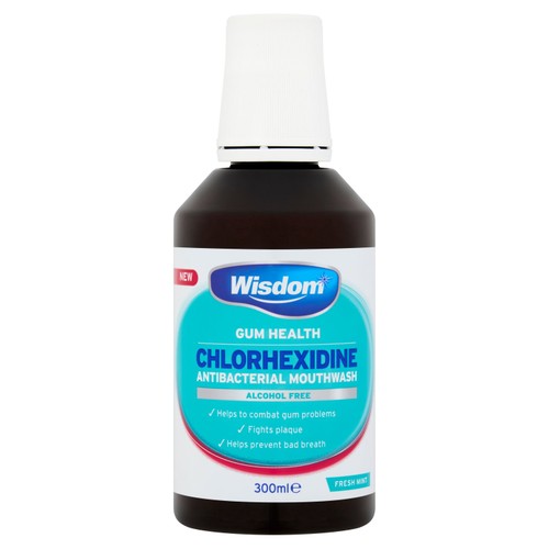 Wisdom Gum Health Chlorhexidine Complete Care Mouthwash Mint Alcohol 300ml