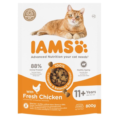 Iams For Vitality Adult Cat 11 Years With Chicken 800g