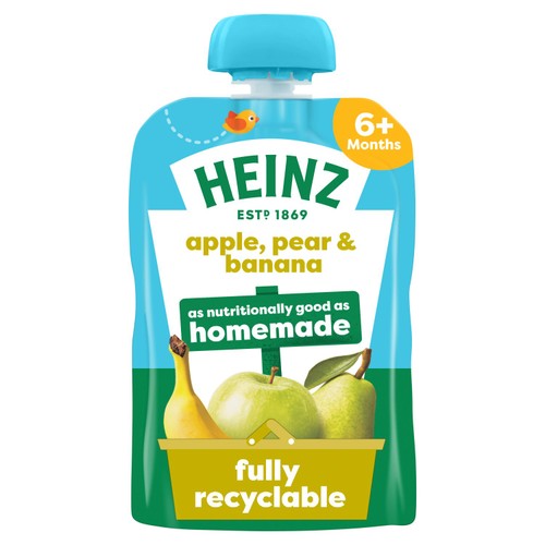 Heinz Apple Pear Banana Fruit Puree Baby Food Pouch 6+ Months